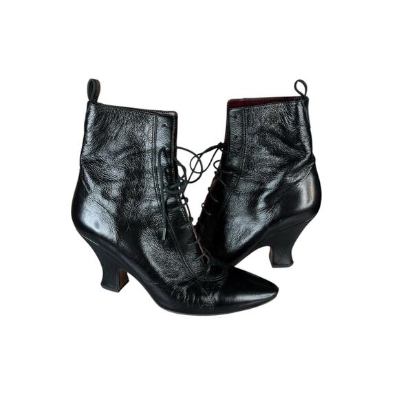 Marc Jacobs The Victorian Black Leather Lace-Up Ankle Boots Size 7 US - Picture 4 of 11